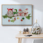 Christmas Fluffy Christmas Owls on Branch - Framed Gallery Wrapped Canvas in Floating Frame