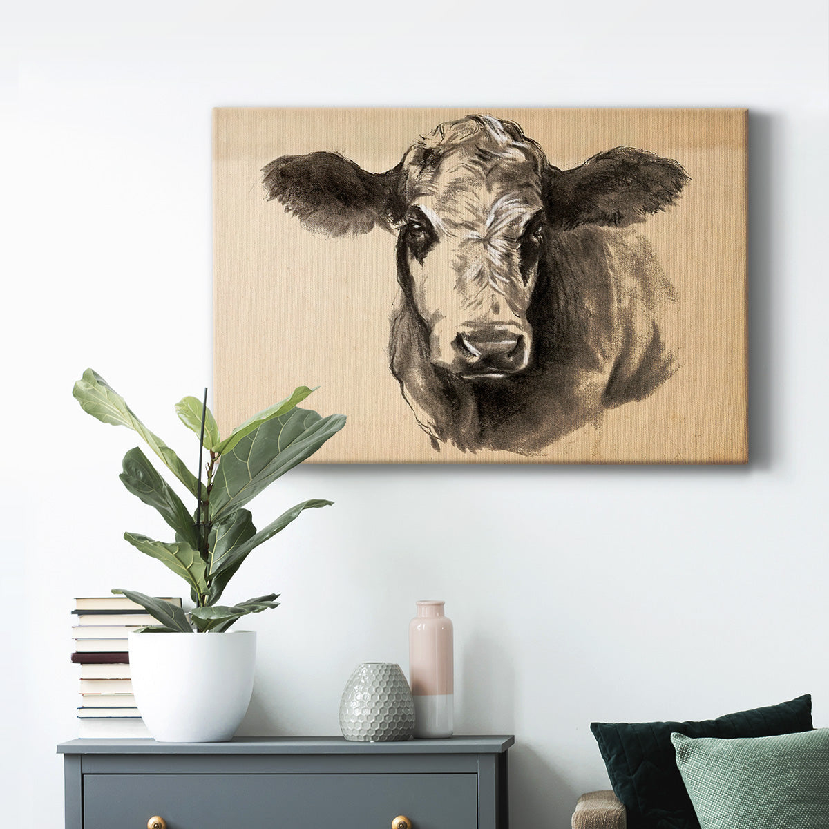 Charcoal Cow I Premium Gallery Wrapped Canvas - Ready to Hang