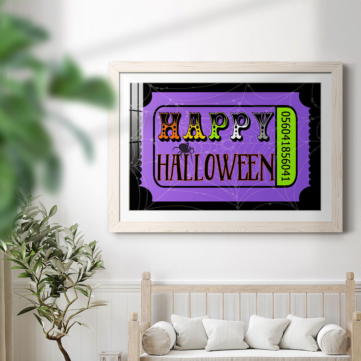 Happy Halloween Ticket - Barnwood Framed Art Print