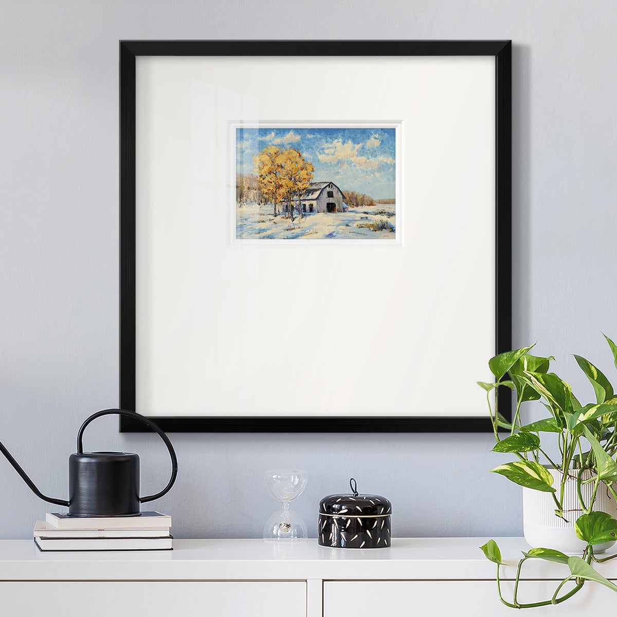 Autumn Barn- Premium Framed Print Double Matboard