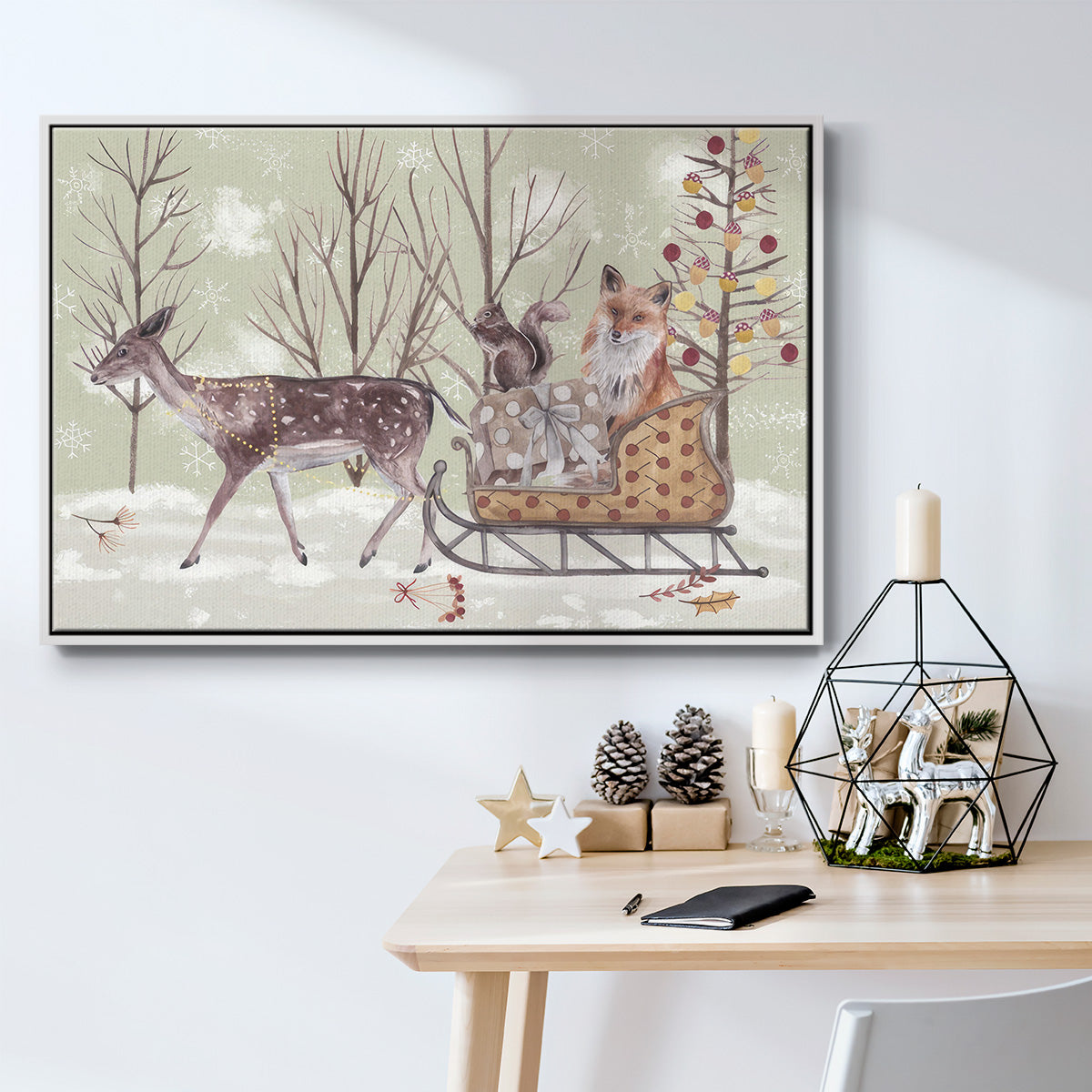 Christmas Time Collection A - Framed Gallery Wrapped Canvas in Floating Frame