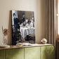 Canvas art print of a domestic scene with people seated in soft natural light styled in a home decor setting.