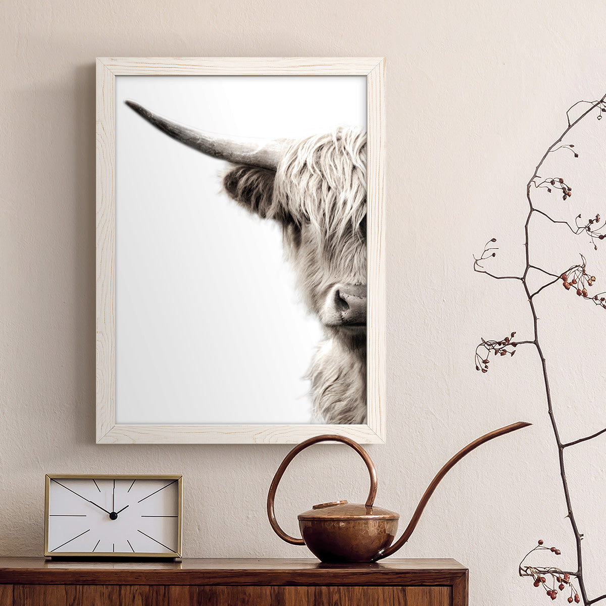 Highland Cattle - Premium Canvas Framed in Barnwood - Ready to Hang