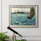 Impressionist naval seascape with the Kearsarge by Édouard Manet in an ornate champagne frame displayed in a light-toned interior setting.