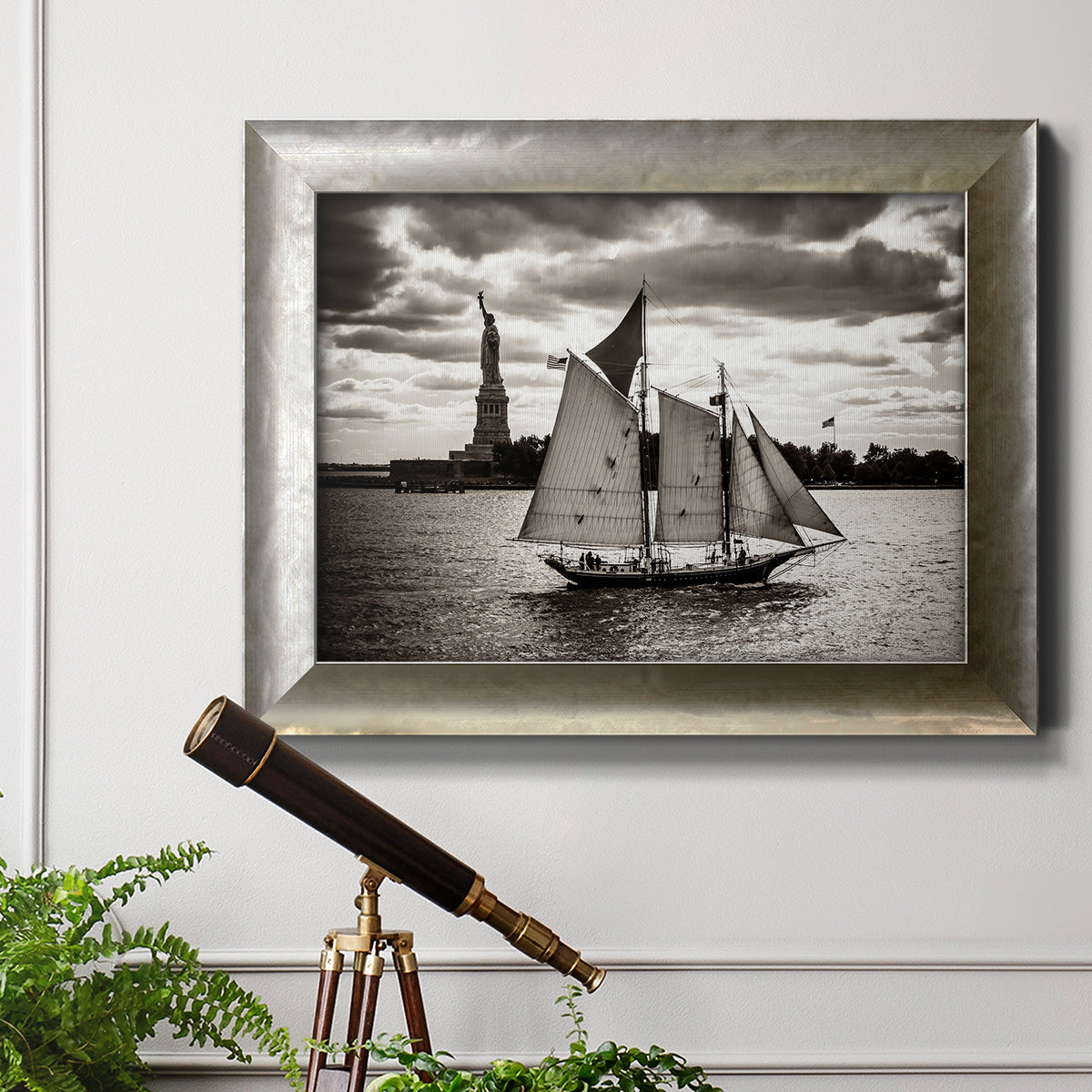 The Clipper & the Liberty Premium Framed Canvas- Ready to Hang