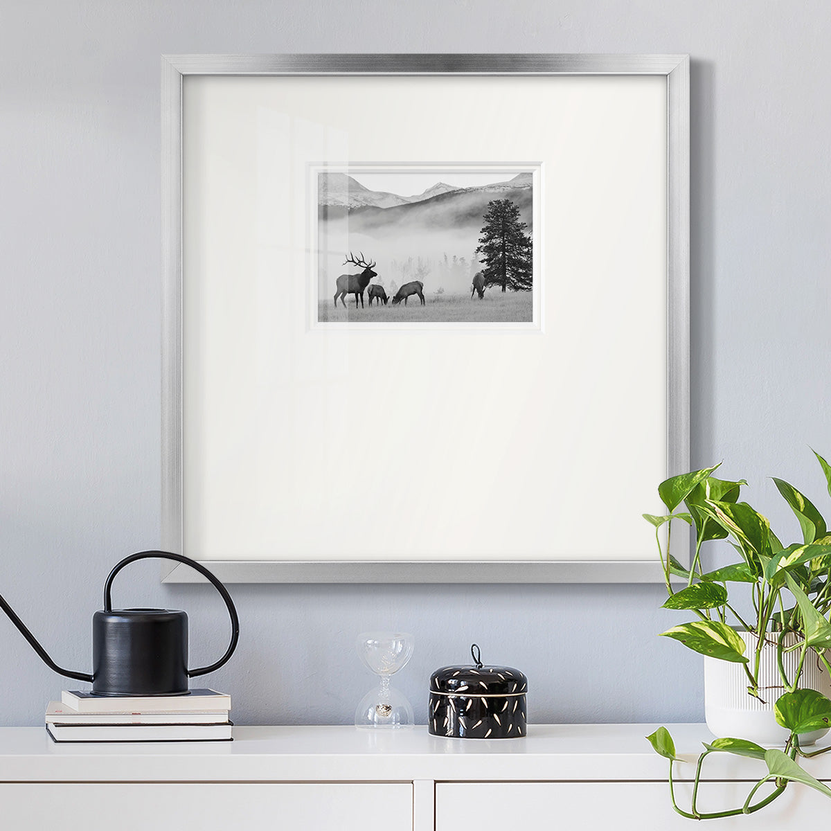 Mountain Elk Premium Framed Print Double Matboard