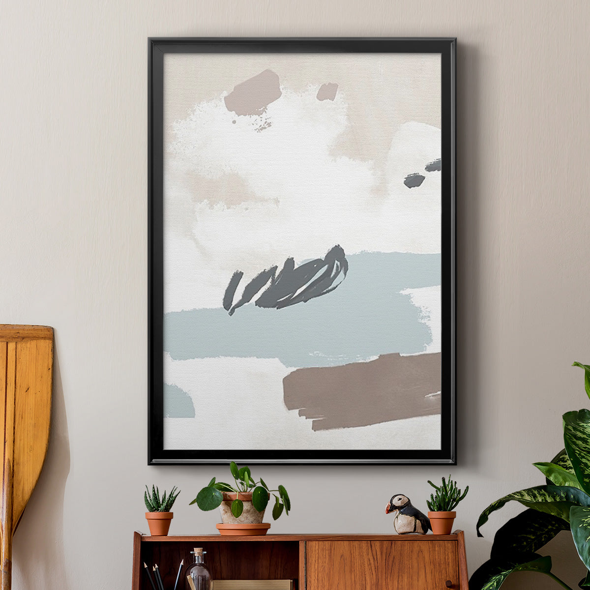 Neutral Wash II - Modern Framed Canvas Print