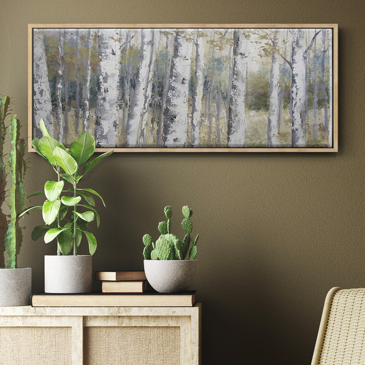 Hidden Birch - Floater Framed Canvas Print