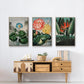 Temple of Flora IV - Framed Premium Gallery Wrapped Canvas L Frame 3 Piece Set - Ready to Hang