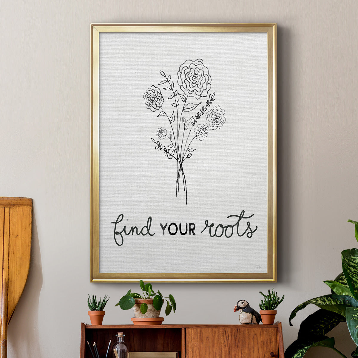 Find Your Roots Sketch - Modern Framed Canvas Print