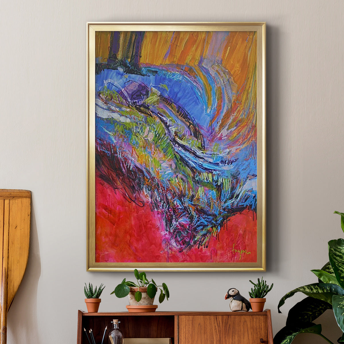 Vibrant Flow II - Modern Framed Canvas Print