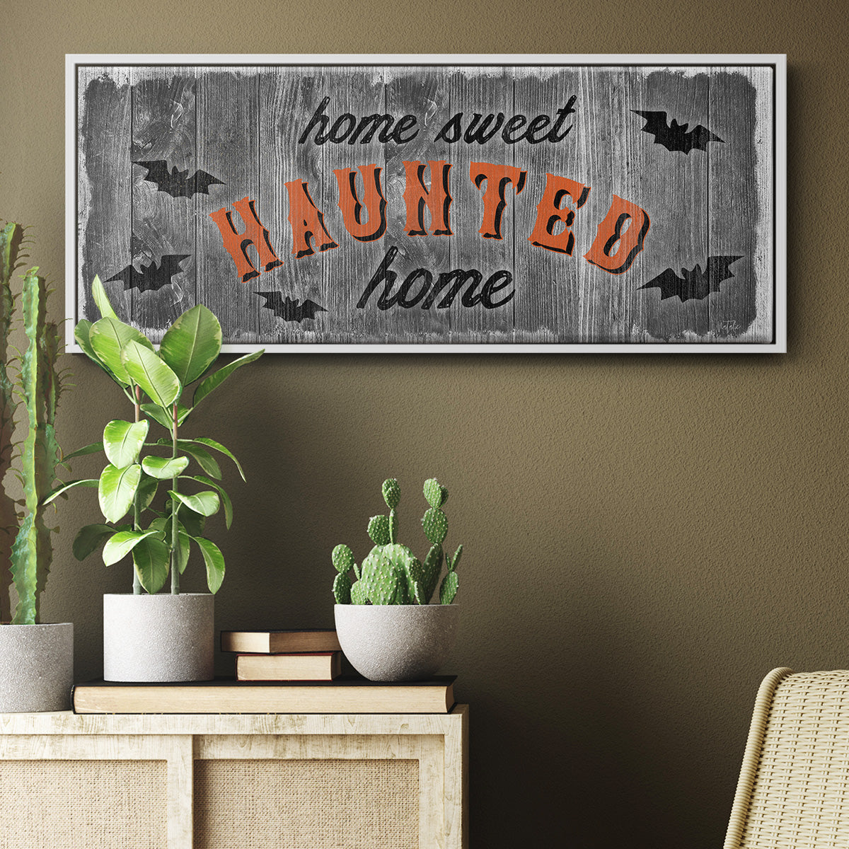 Home Sweet Haunted - Floater Framed Canvas Print