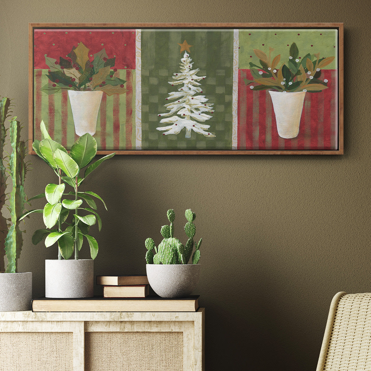 Holiday Greenery - Floater Framed Canvas Print