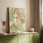 Canvas art print of a vintage advertisement featuring a stylized figure promoting Monaco styled in a home decor setting.