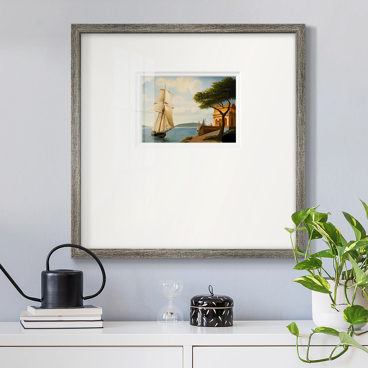 Sail Boat on the Edge Premium Framed Print Double Matboard