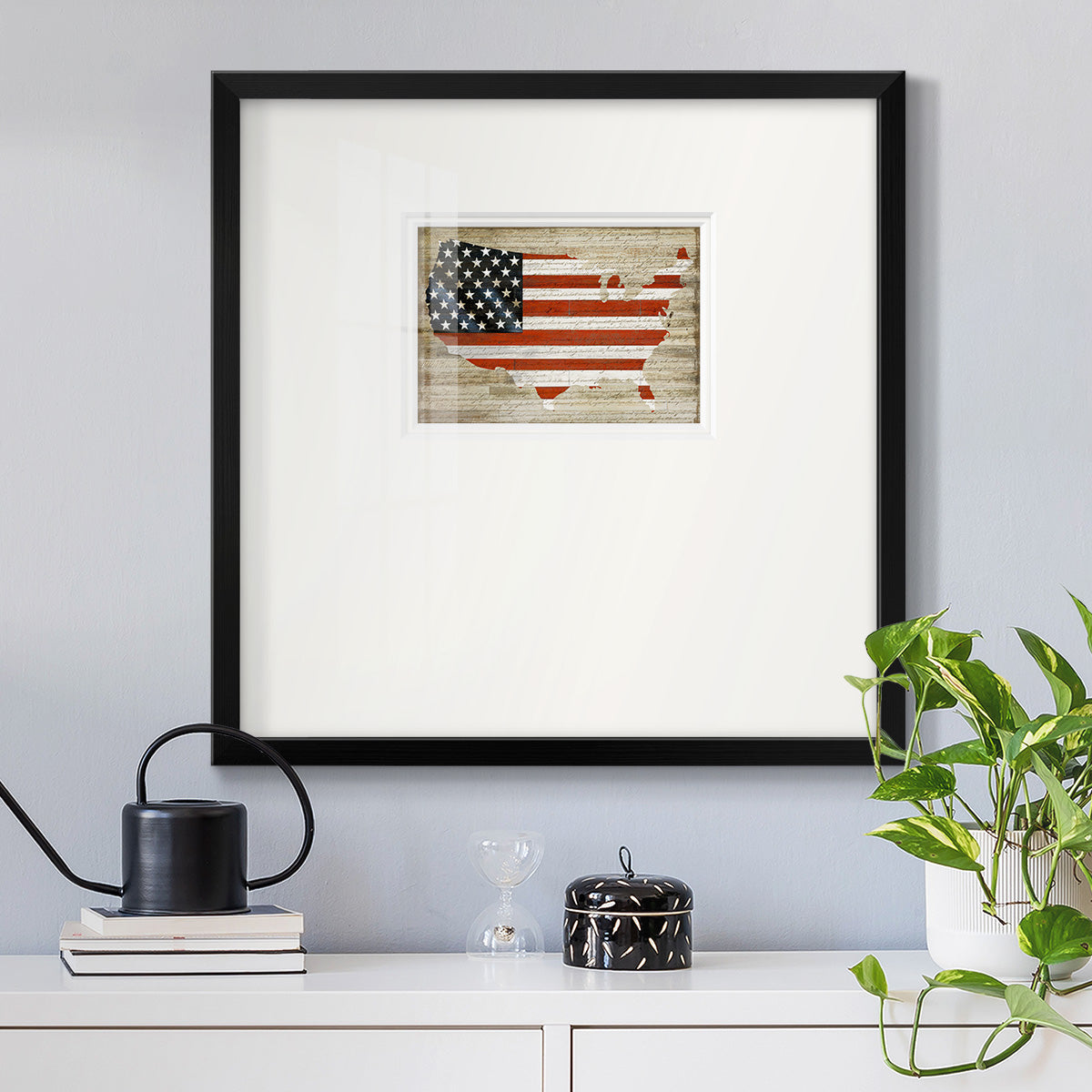 American Flag Premium Framed Print Double Matboard