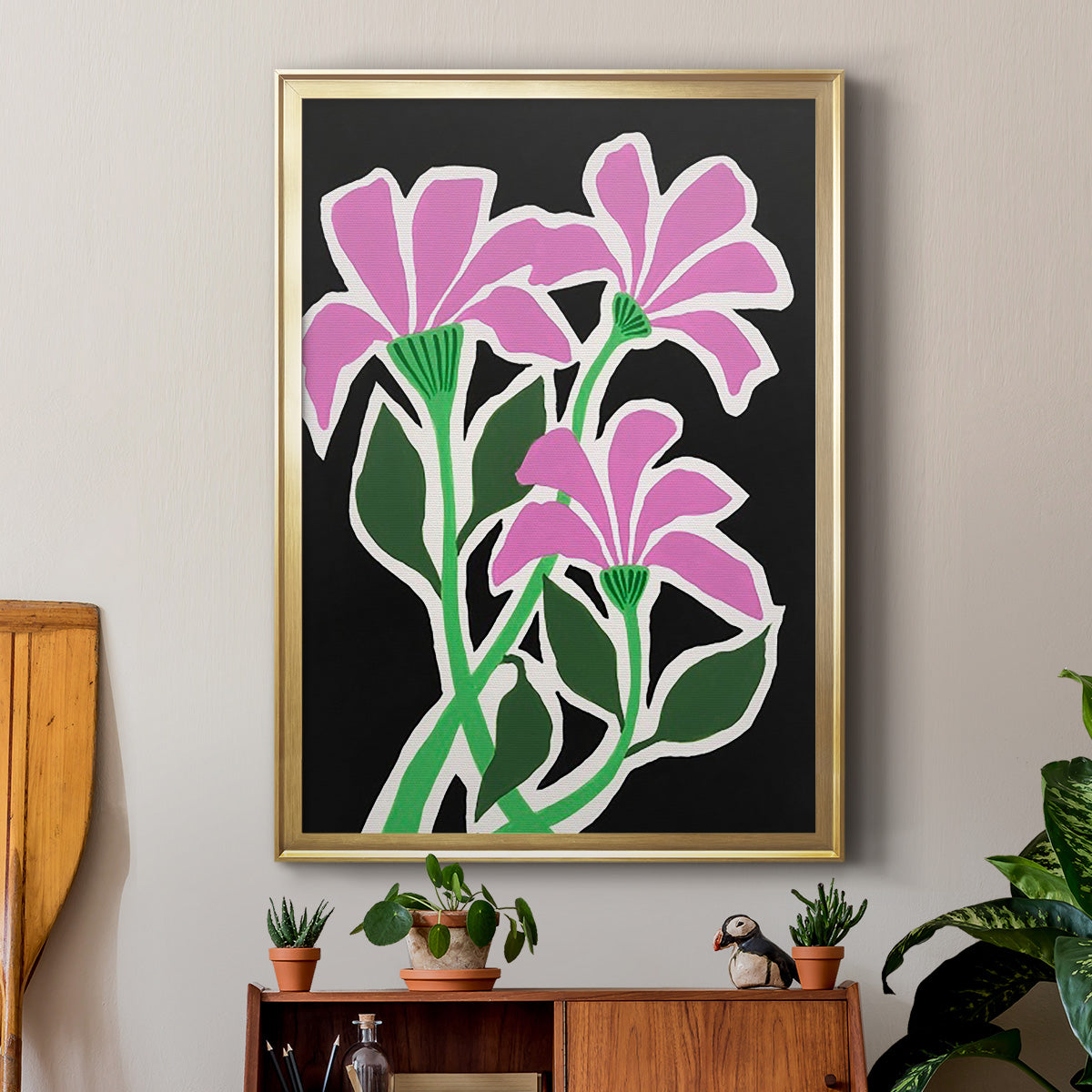 Pop Flowers V - Modern Framed Canvas Print