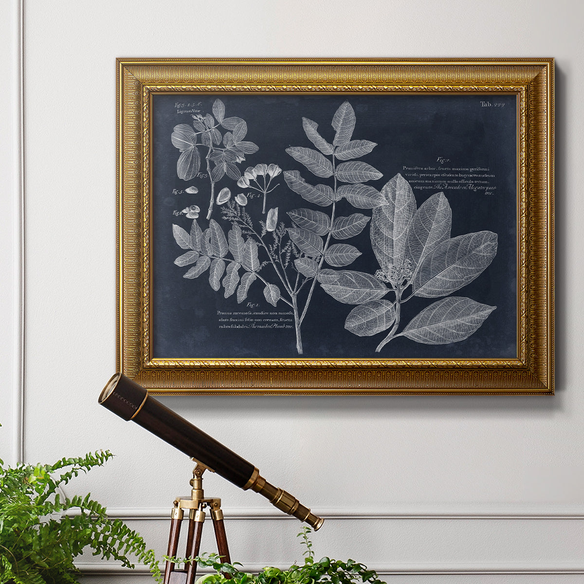 Foliage on Navy V Premium Framed Canvas- Ready to Hang