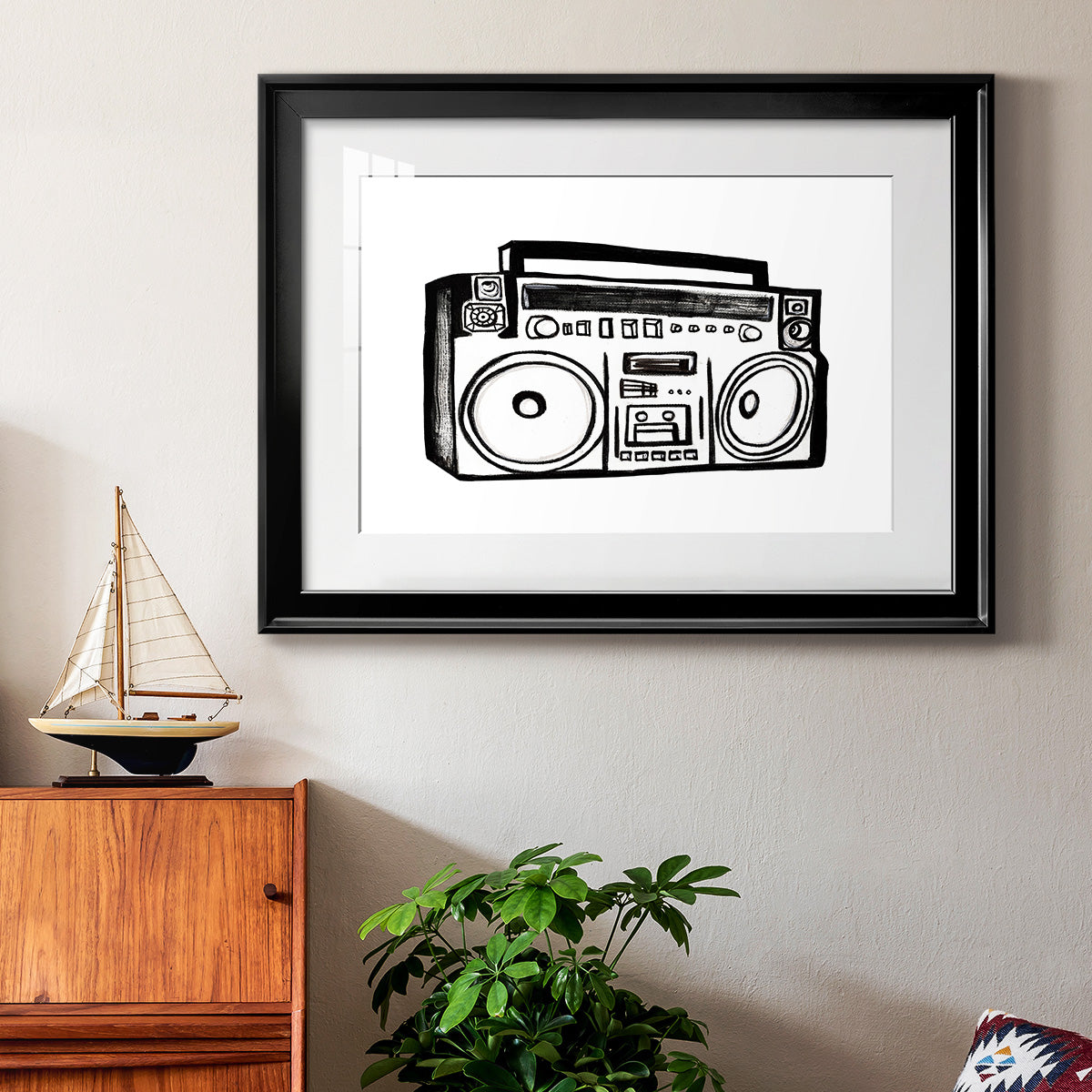 Boombox Sketch Premium Framed Print - Ready to Hang