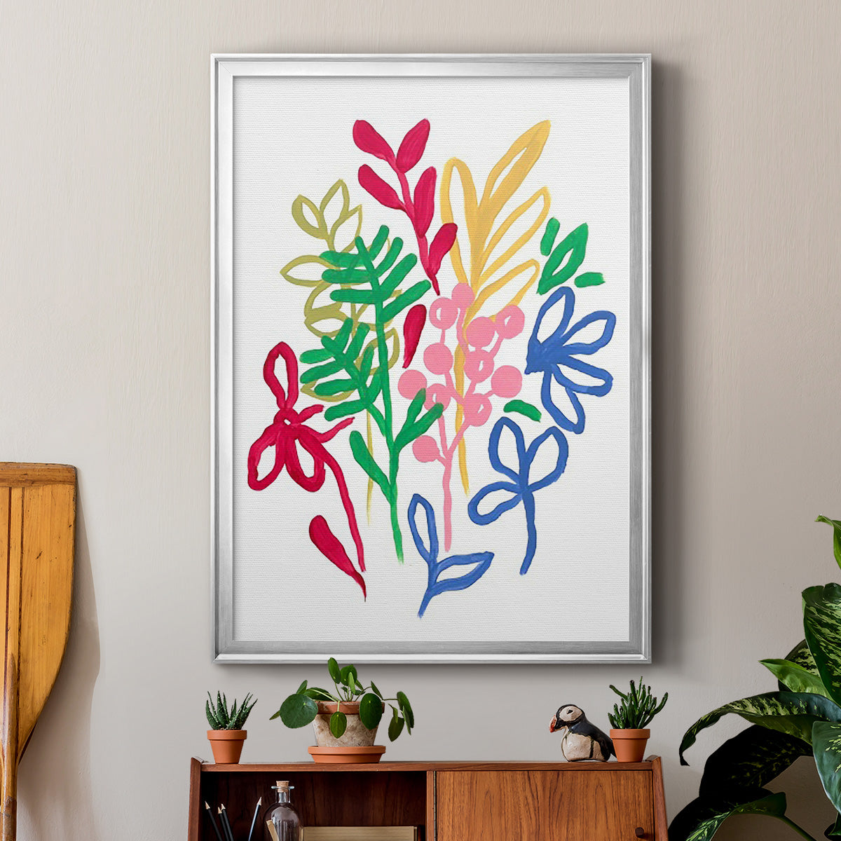 Bold Brushstroke Blooms II - Modern Framed Canvas Print