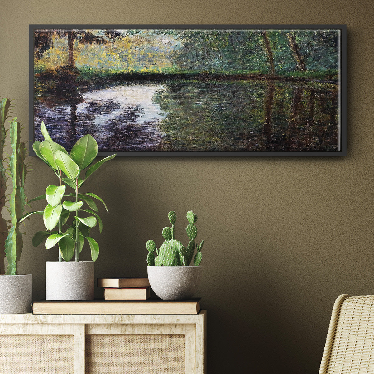 The Pond at Montgeron 2, 1876 - Floater Framed Canvas Print