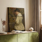 Canvas art print of a gentle composition with a seated child and warm light styled in a home decor setting.