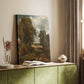 Canvas art print of a countryside scene with path, trees, and open sky styled in a home decor setting.