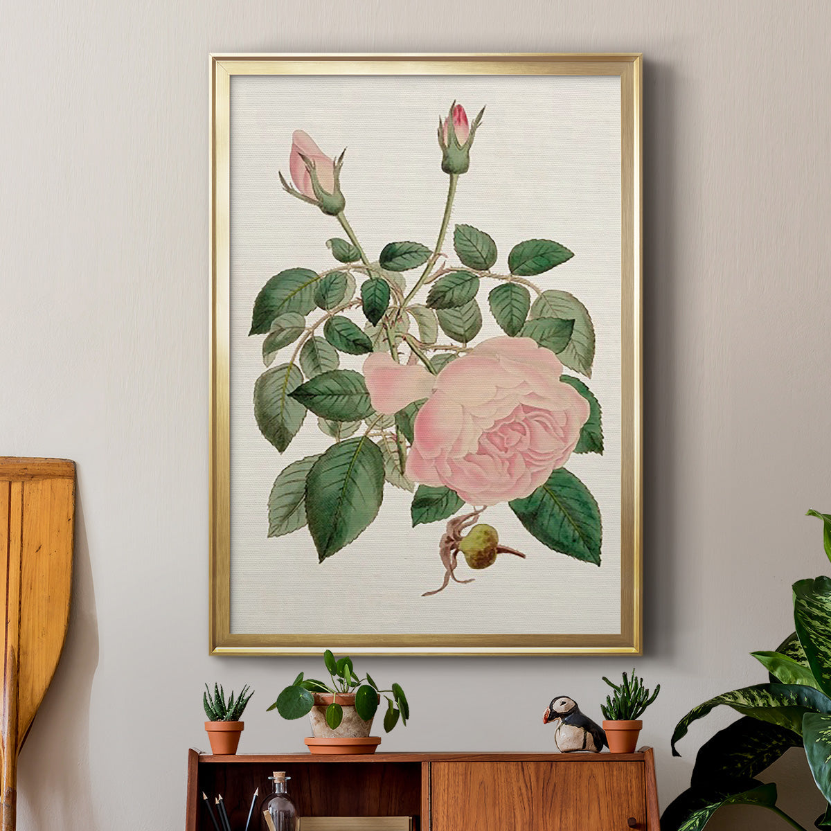 Pink Floral Mix II - Modern Framed Canvas Print