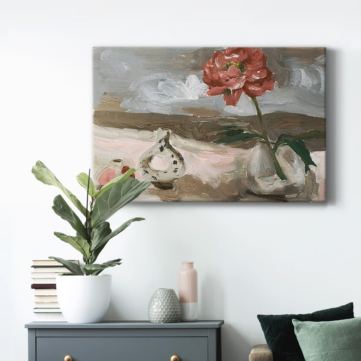 Vase of Pink Flowers IV Premium Gallery Wrapped Canvas - Ready to Hang