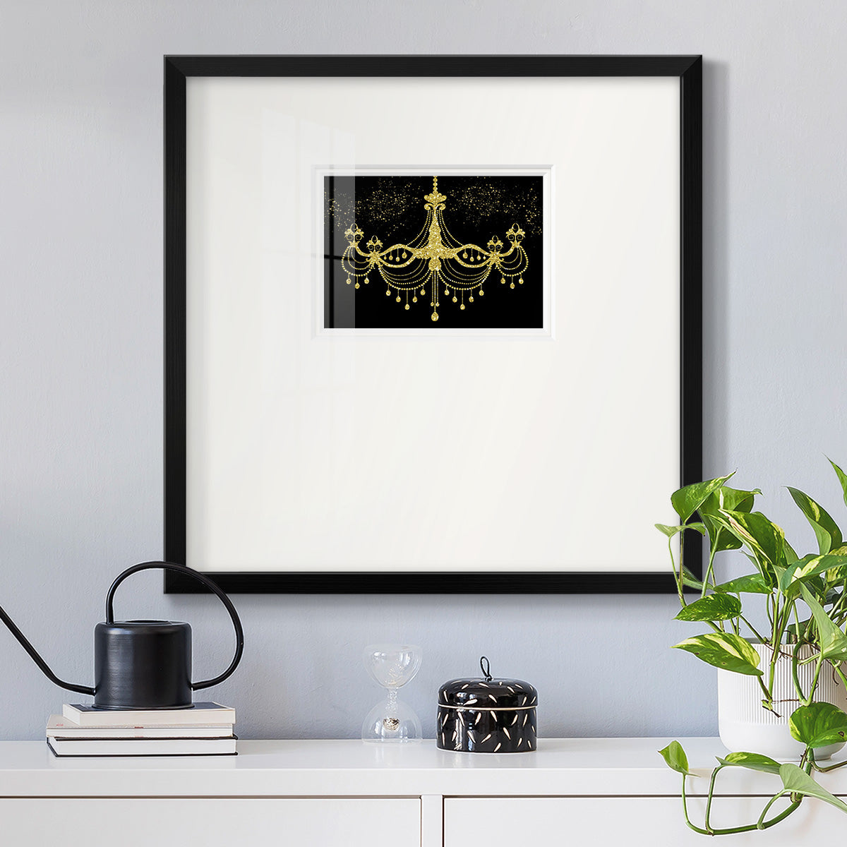 Golden Chandelier Premium Framed Print Double Matboard