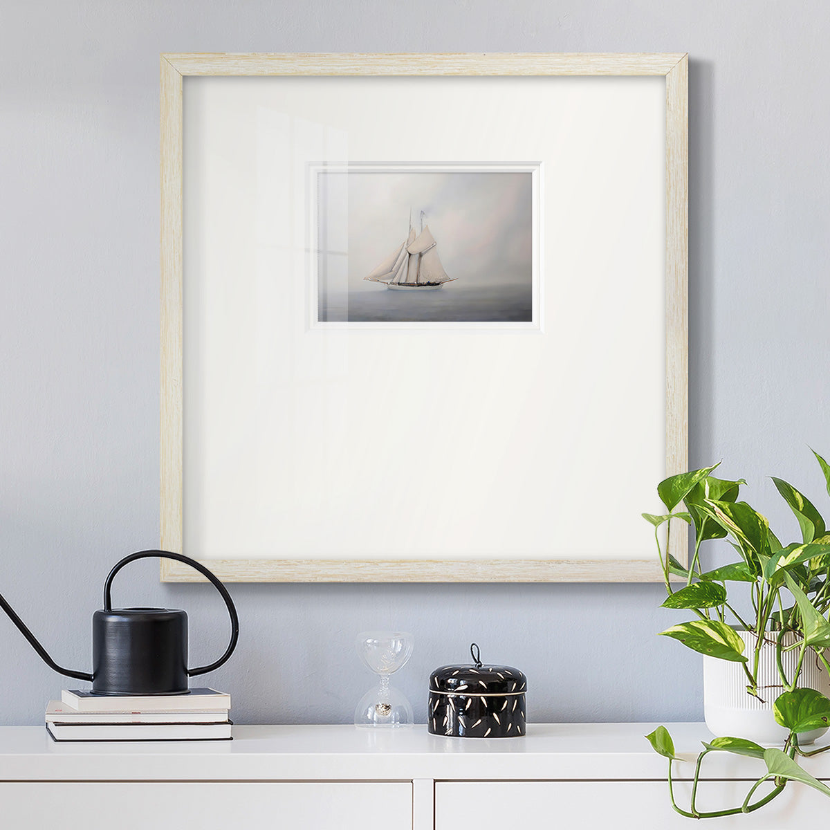 Foggy Sail III Premium Framed Print Double Matboard