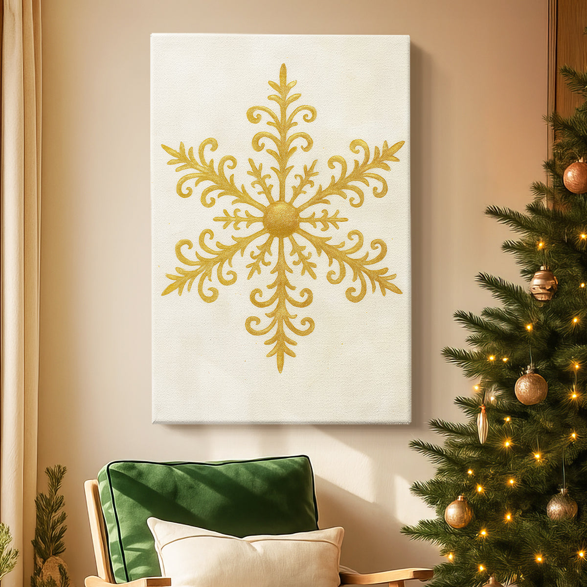 Tinsel-Gold Night Square - Canvas Art Print