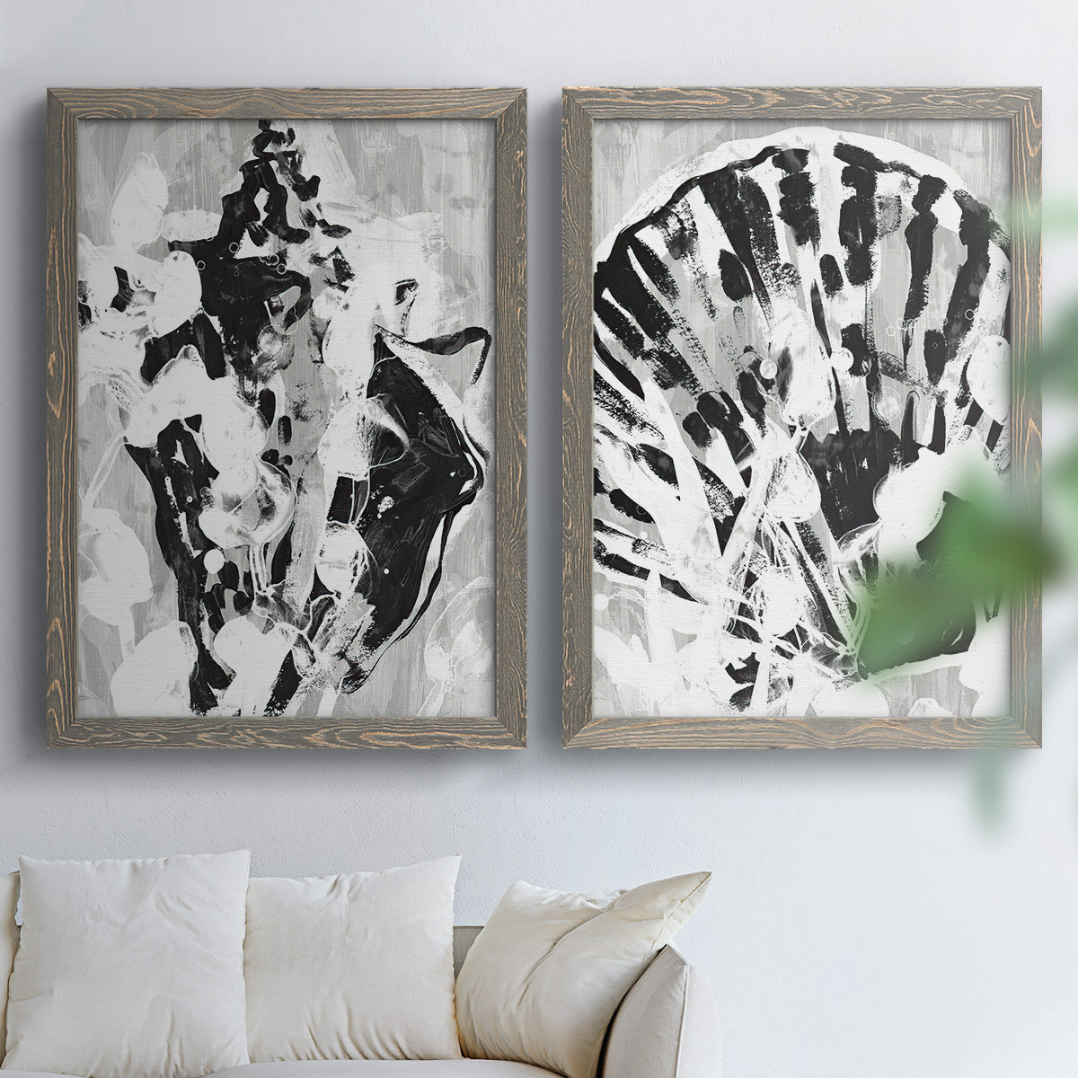 Ocean Inkblot I - Premium Framed Canvas 2 Piece Set - Ready to Hang