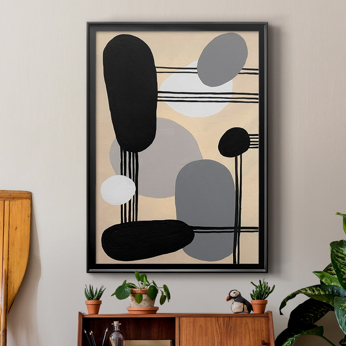 Interconnected Shapes I - Modern Framed Canvas Print