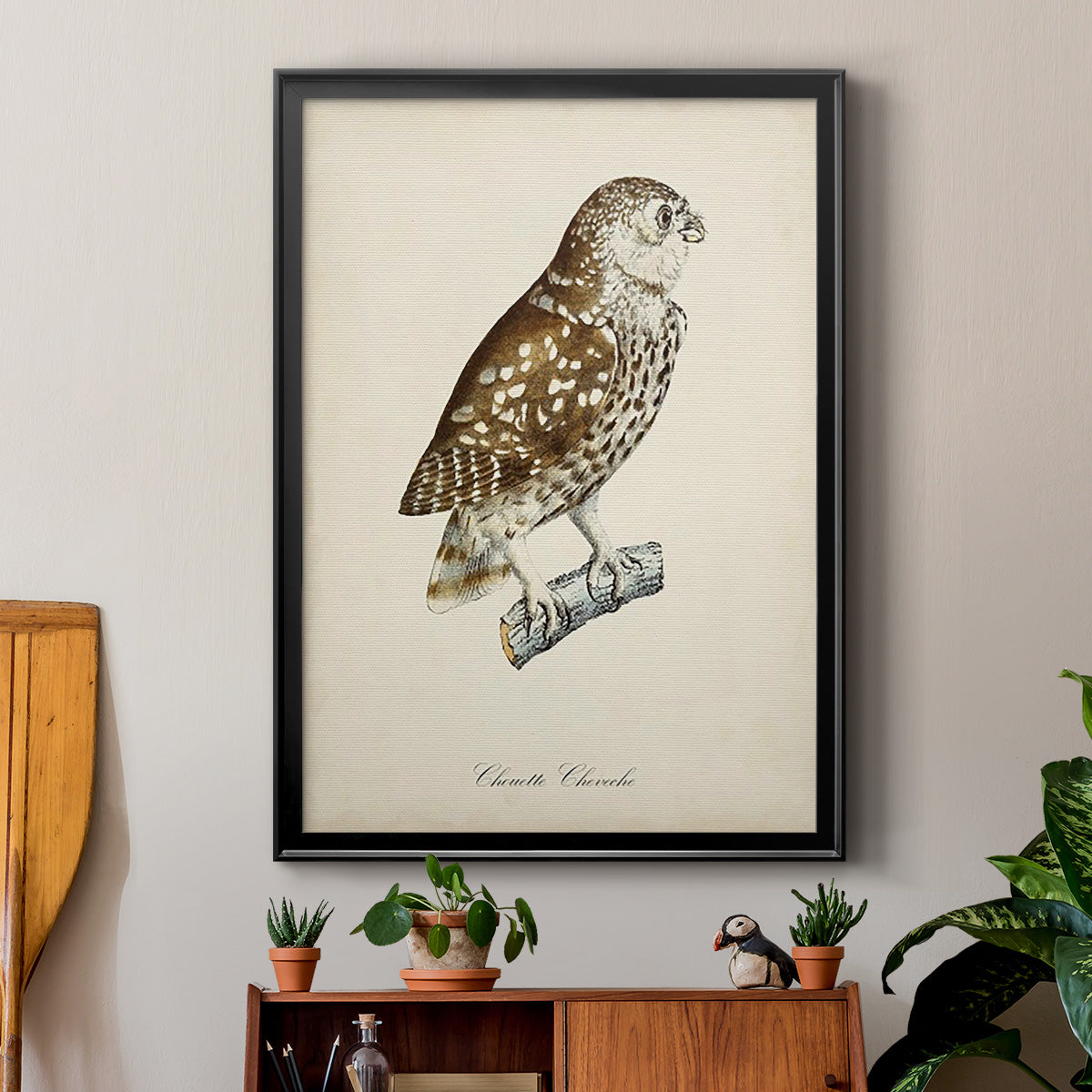 French Owls I - Modern Framed Canvas Print