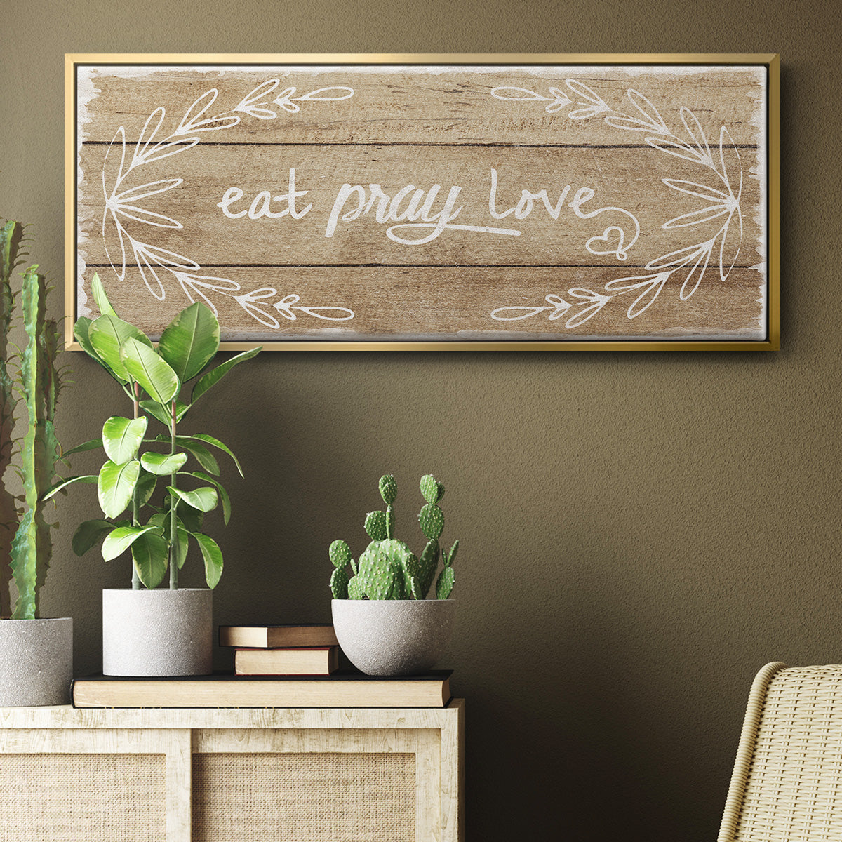 Eat, Pray, Love - Floater Framed Canvas Print