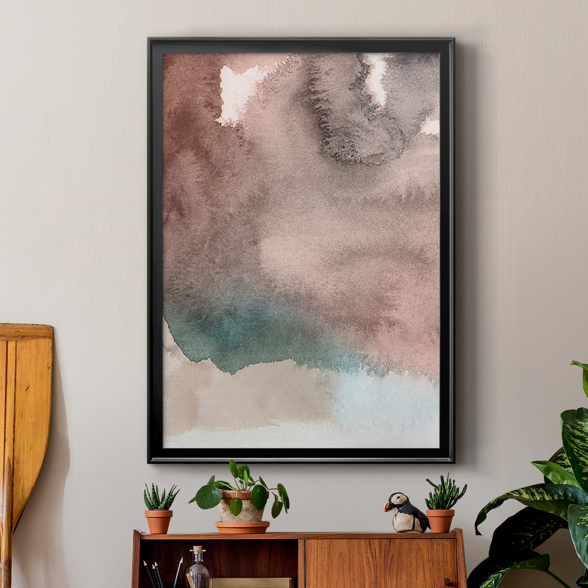 Red Ochre Abstract I - Modern Framed Canvas Print