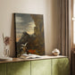 Canvas art print of a mythic composition with a figure and rugged terrain styled in a home decor setting.