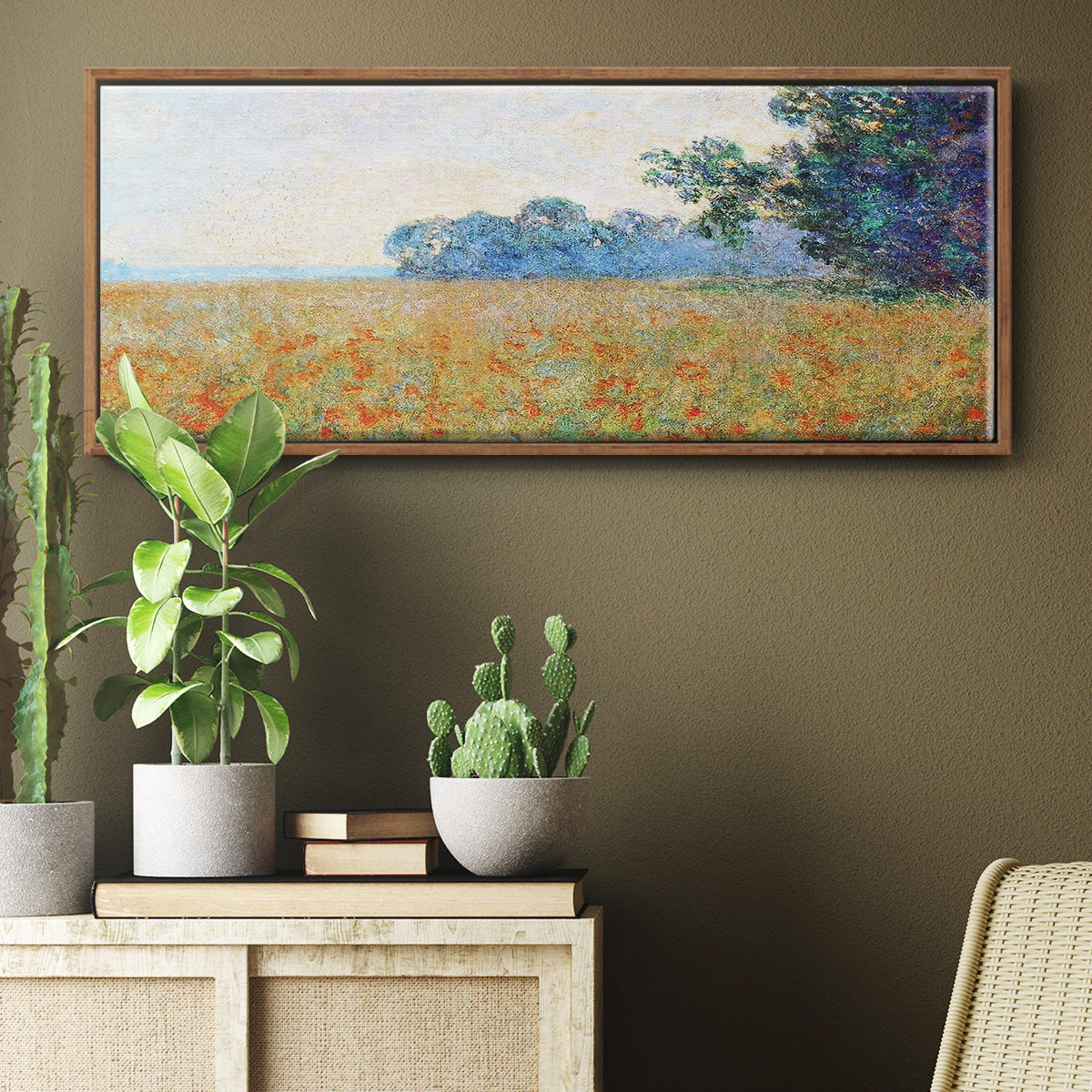 Oat and Poppy Field, 1890 - Floater Framed Canvas Print
