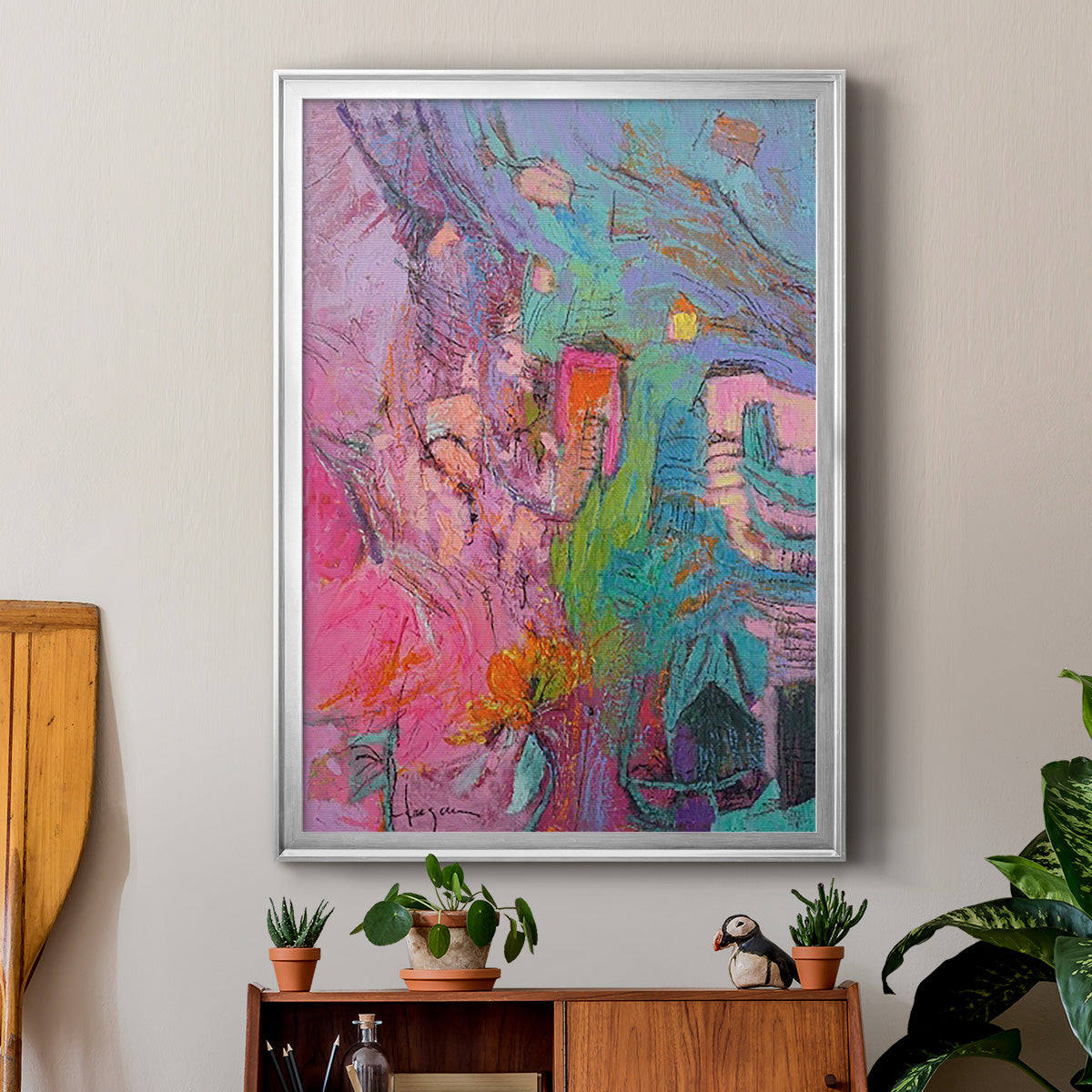 My Pink House - Modern Framed Canvas Print