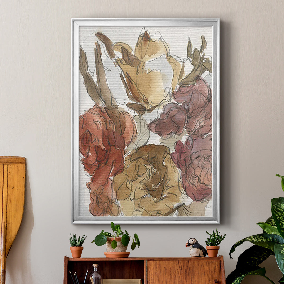 Cropped Floral Arrangement I - Modern Framed Canvas Print