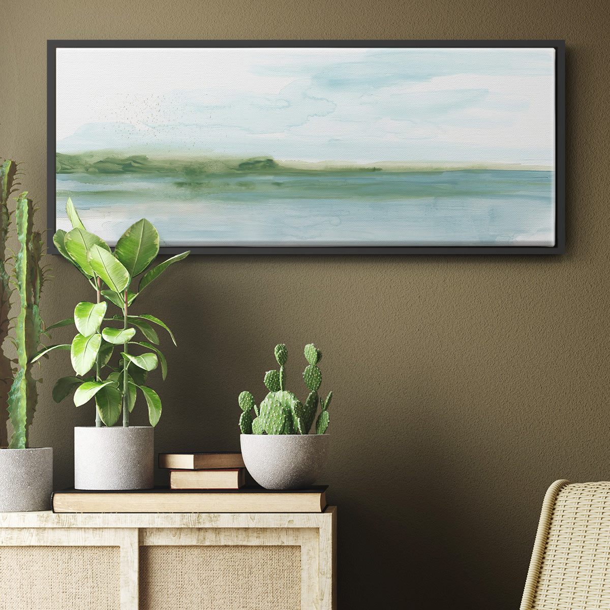 Green Ribbon Coast II - Floater Framed Canvas Print
