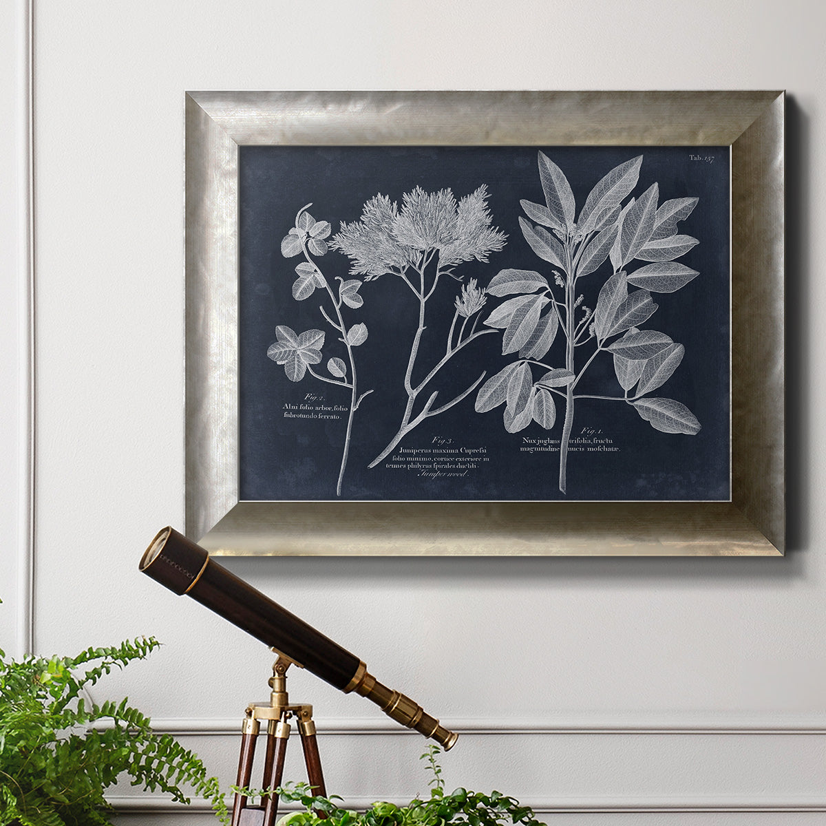 Foliage on Navy VI Premium Framed Canvas- Ready to Hang