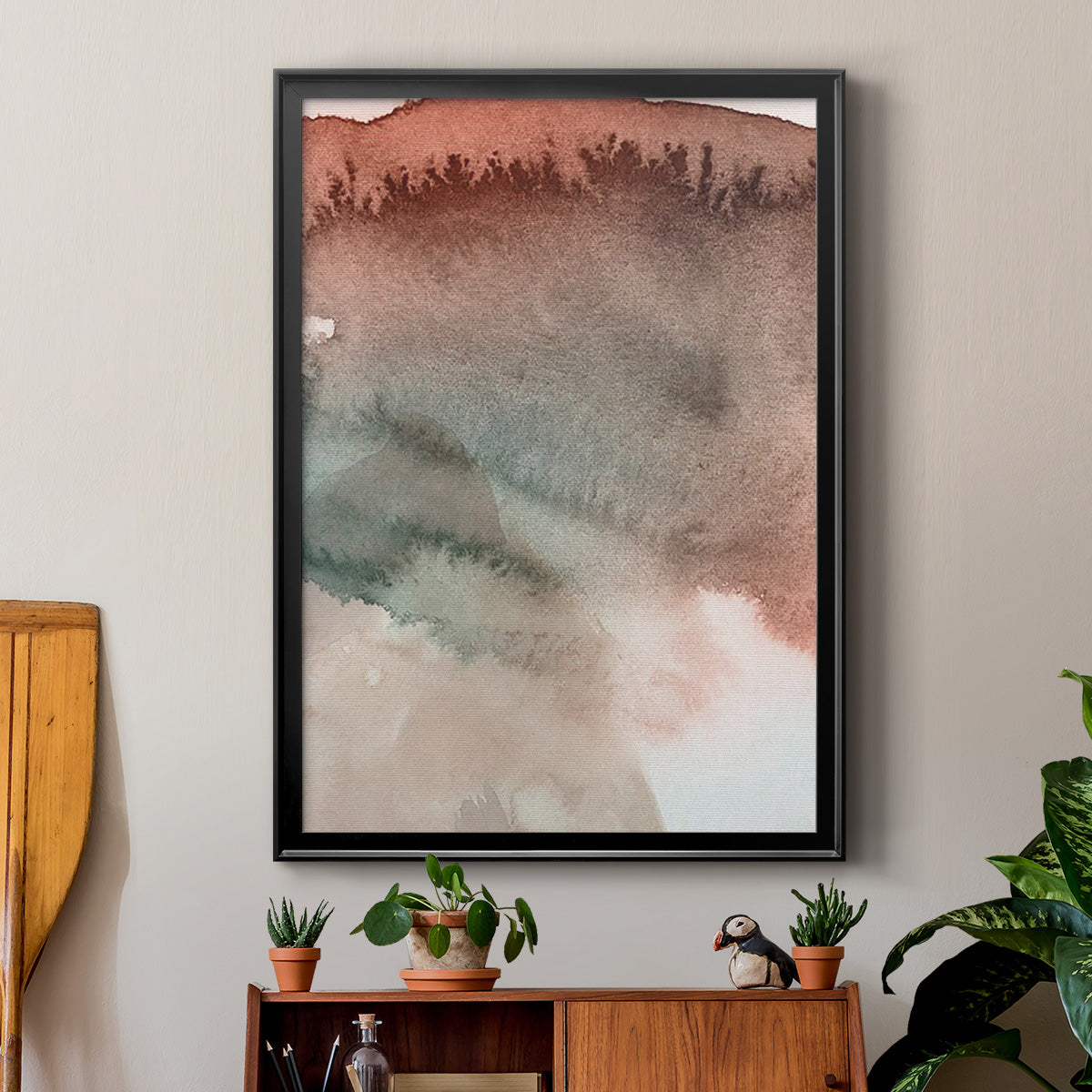 Red Ochre Abstract IV - Modern Framed Canvas Print