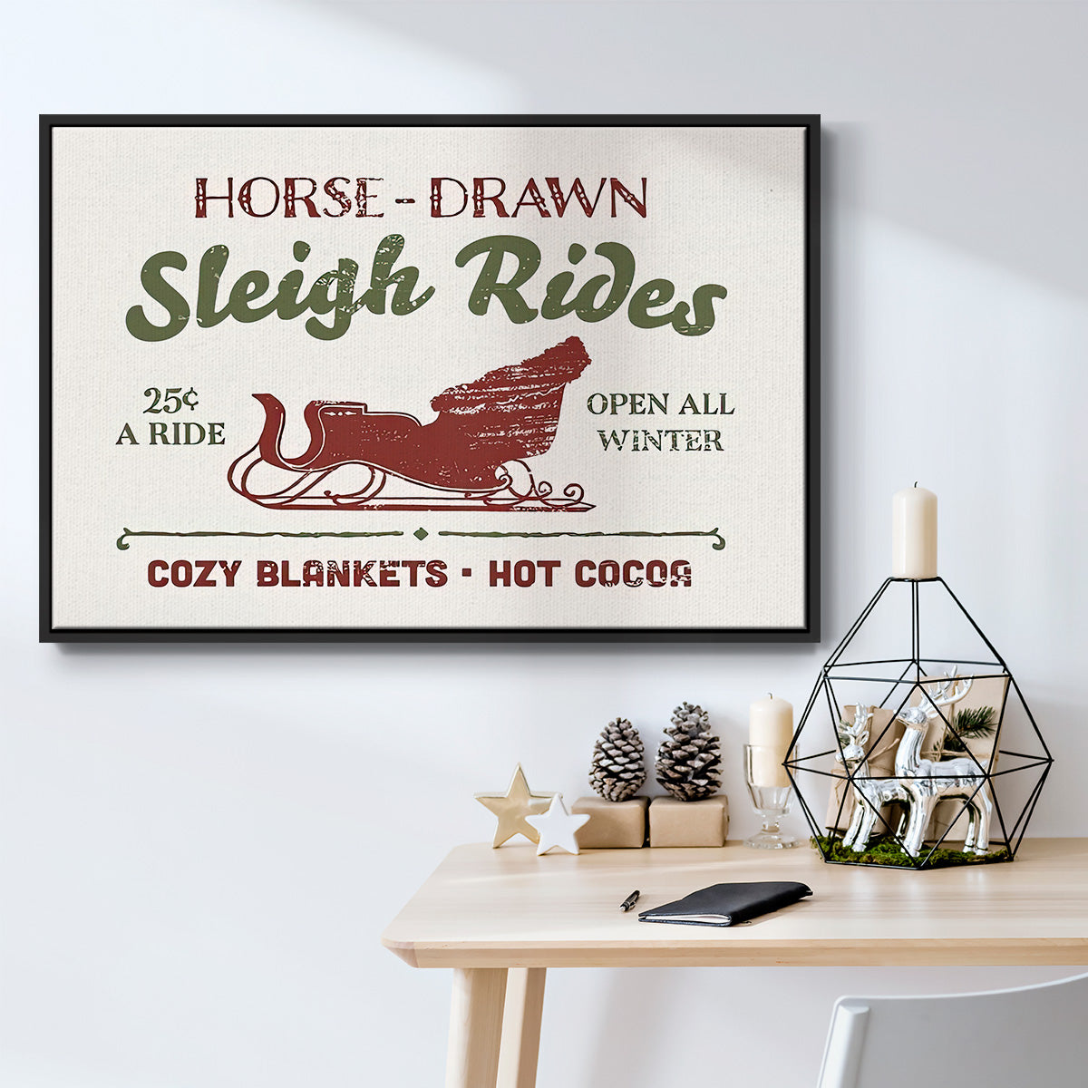 Christmas Farm Sign III - Framed Gallery Wrapped Canvas in Floating Frame