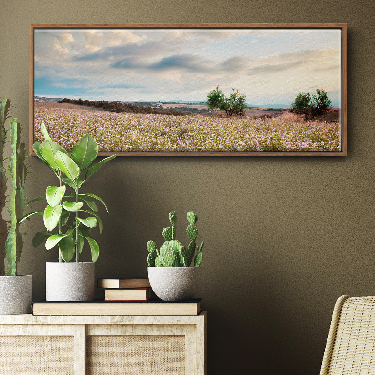 Tuscan Wildflowers - Floater Framed Canvas Print