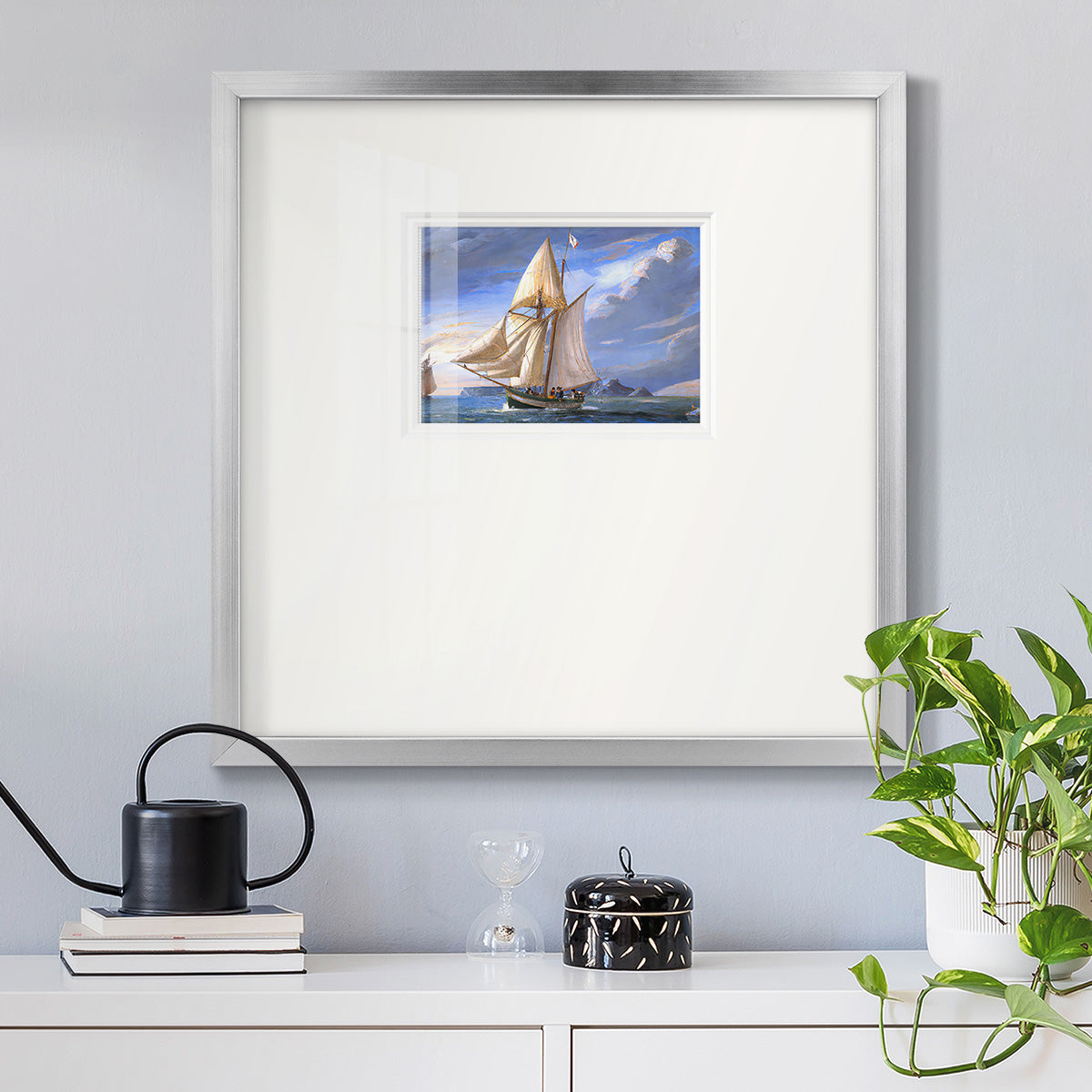 Sail Boat Clouds Premium Framed Print Double Matboard