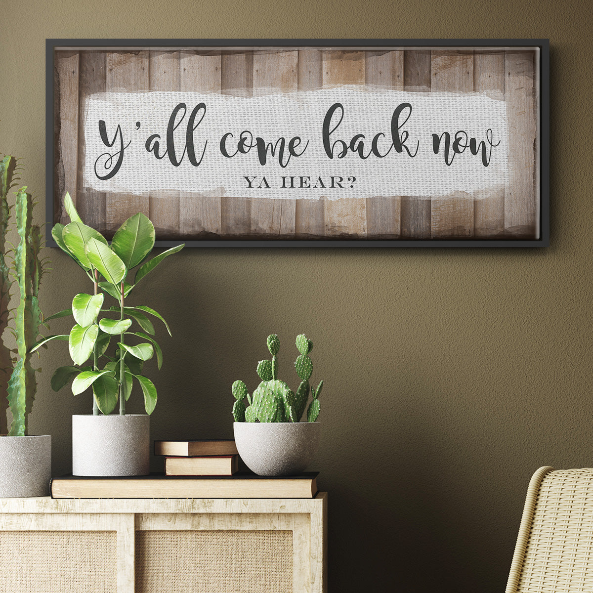 Y'all Come Back Now - Floater Framed Canvas Print