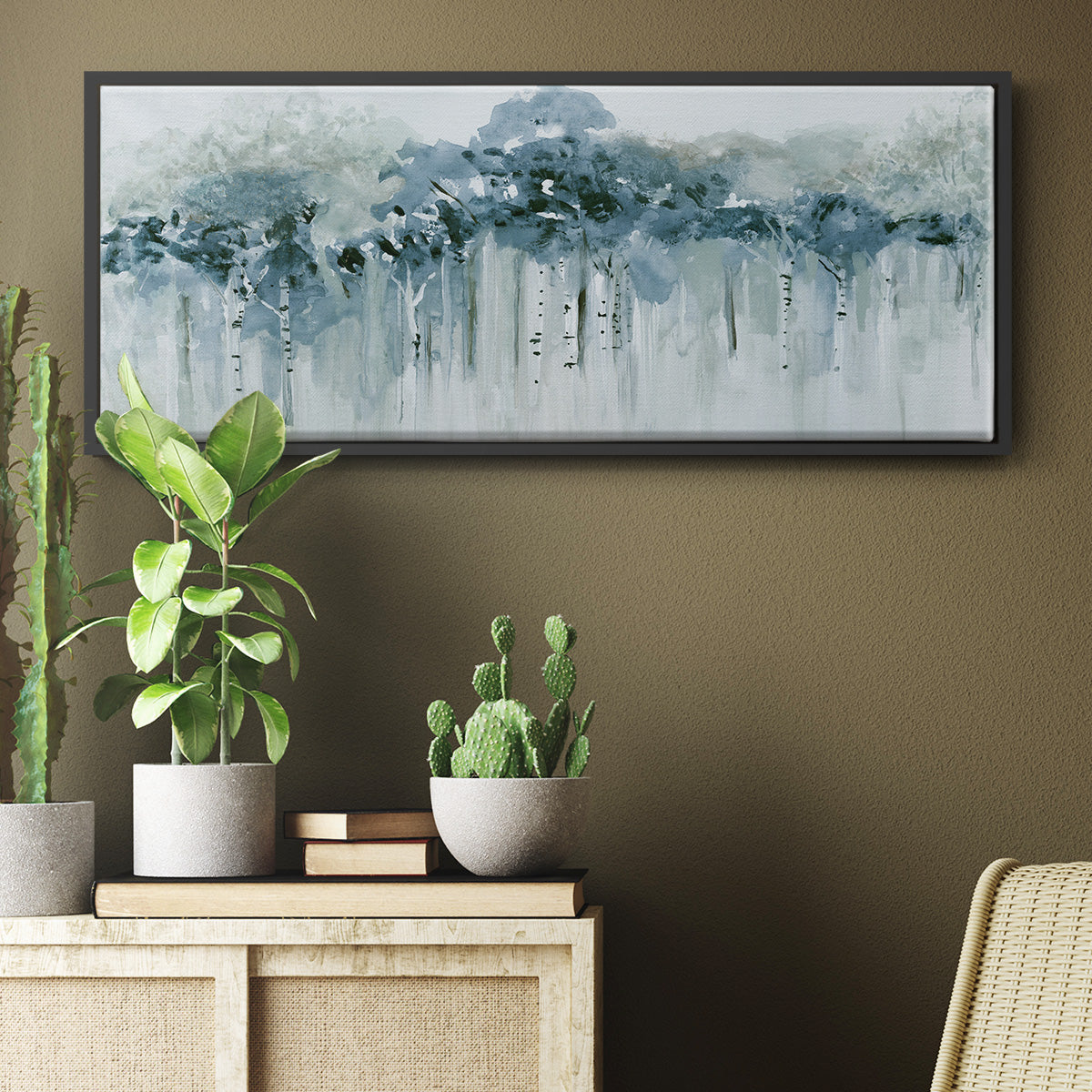 Blue Birch Morning - Floater Framed Canvas Print