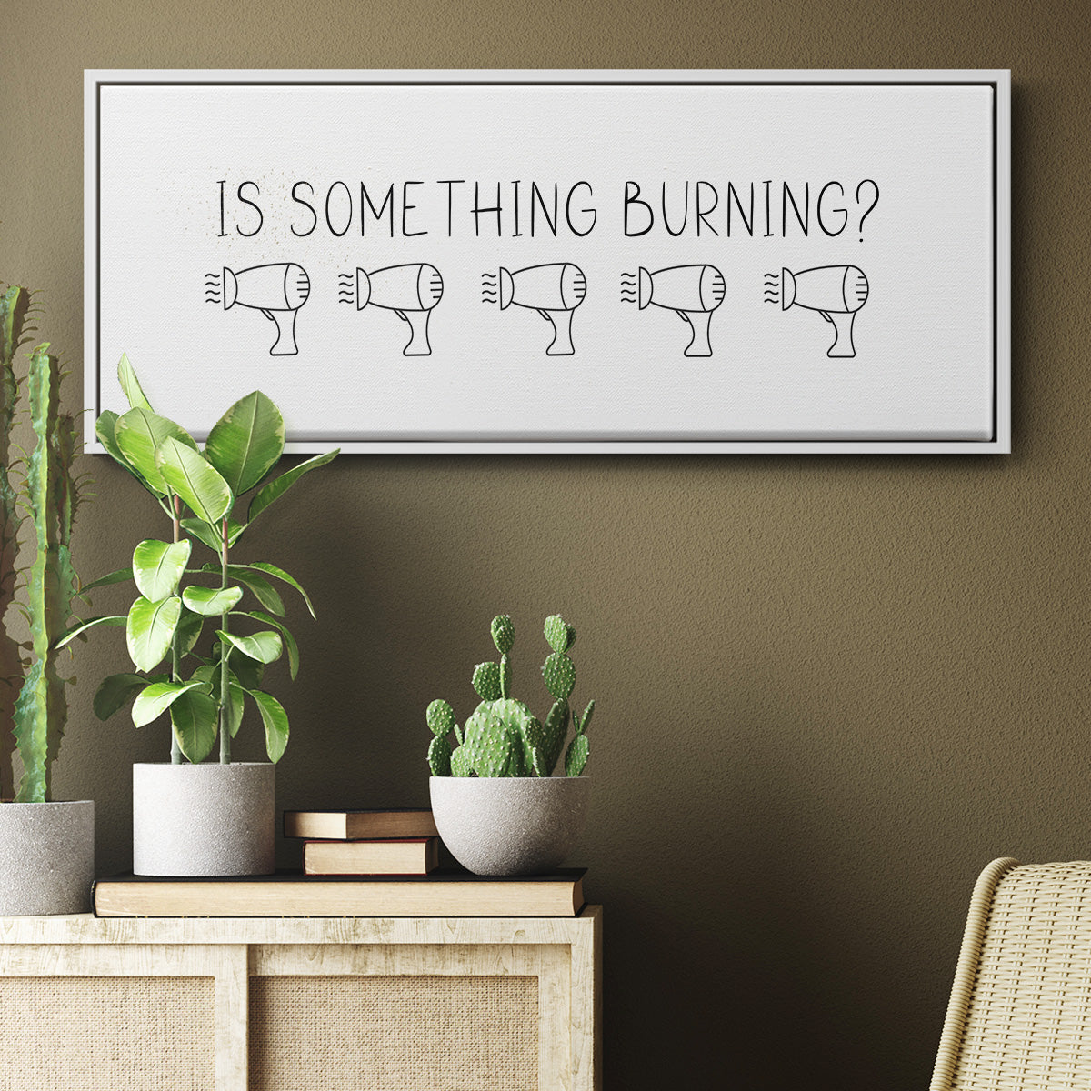 Is Something Burning? - Floater Framed Canvas Print